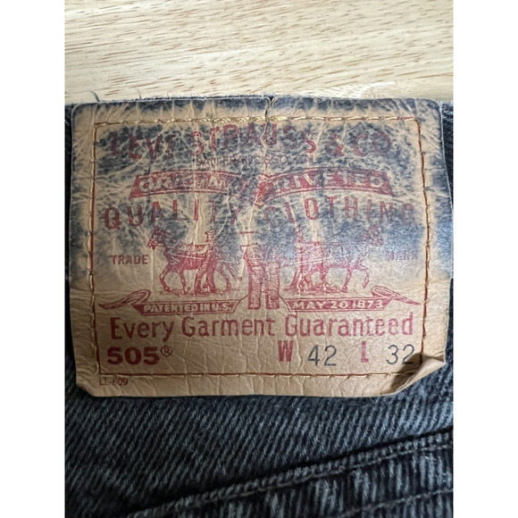 Levi’s 505 40x32 Distressed Regular Fit Straight Leg Black Denim‎ Vintage 1999 - Picture 4 of 5